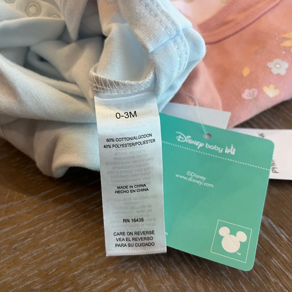 Disney Baby Pink and White Onesies 3 Pack